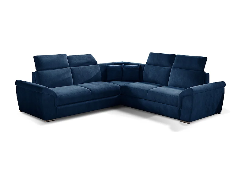 Neo omkeerbare en converteerbare fluwelen hoekbank - Chromen stalen poten-Kleur Donkerblauw