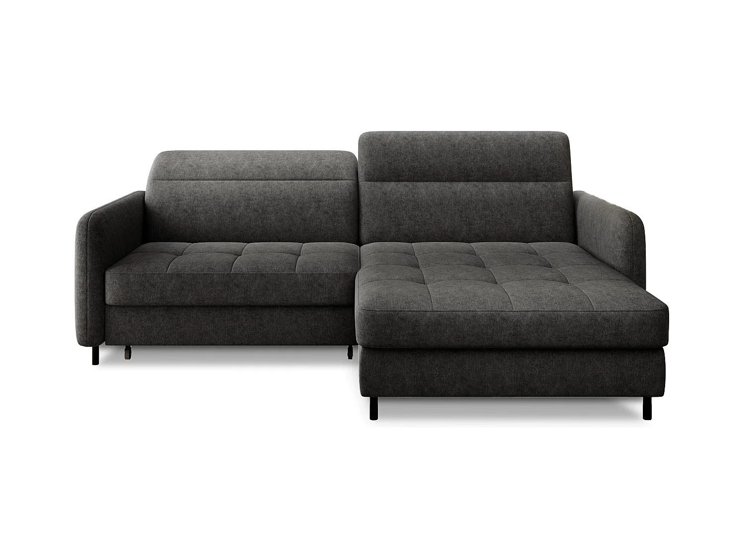 Petit canapé d’angle convertible tissu Kunder-Gris foncé-angle droit