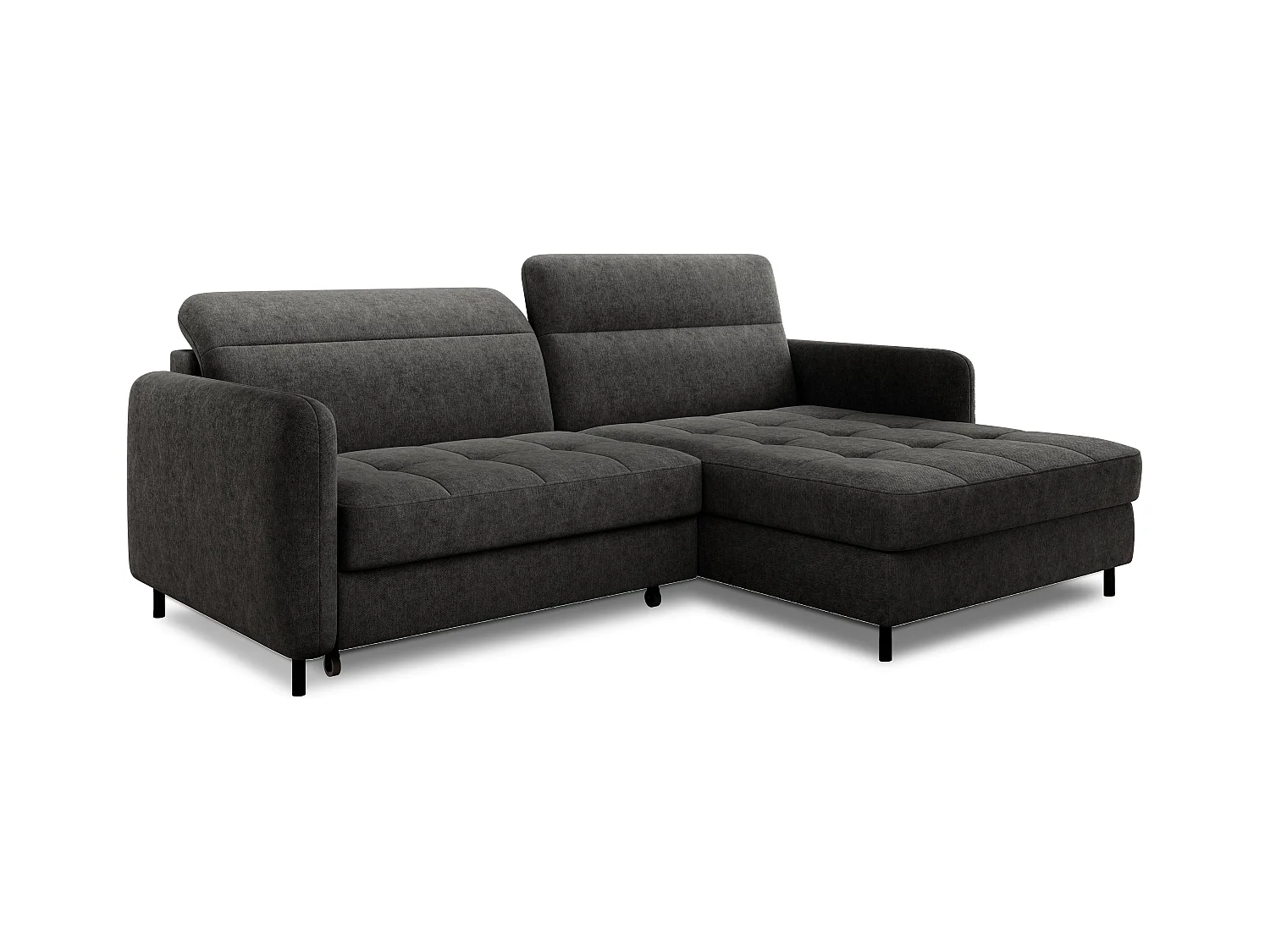 Petit canapé d’angle convertible tissu Kunder-Gris foncé-angle droit