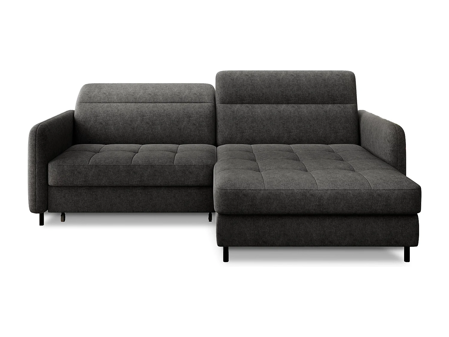 Petit canapé d’angle convertible tissu Kunder-Gris foncé-angle droit