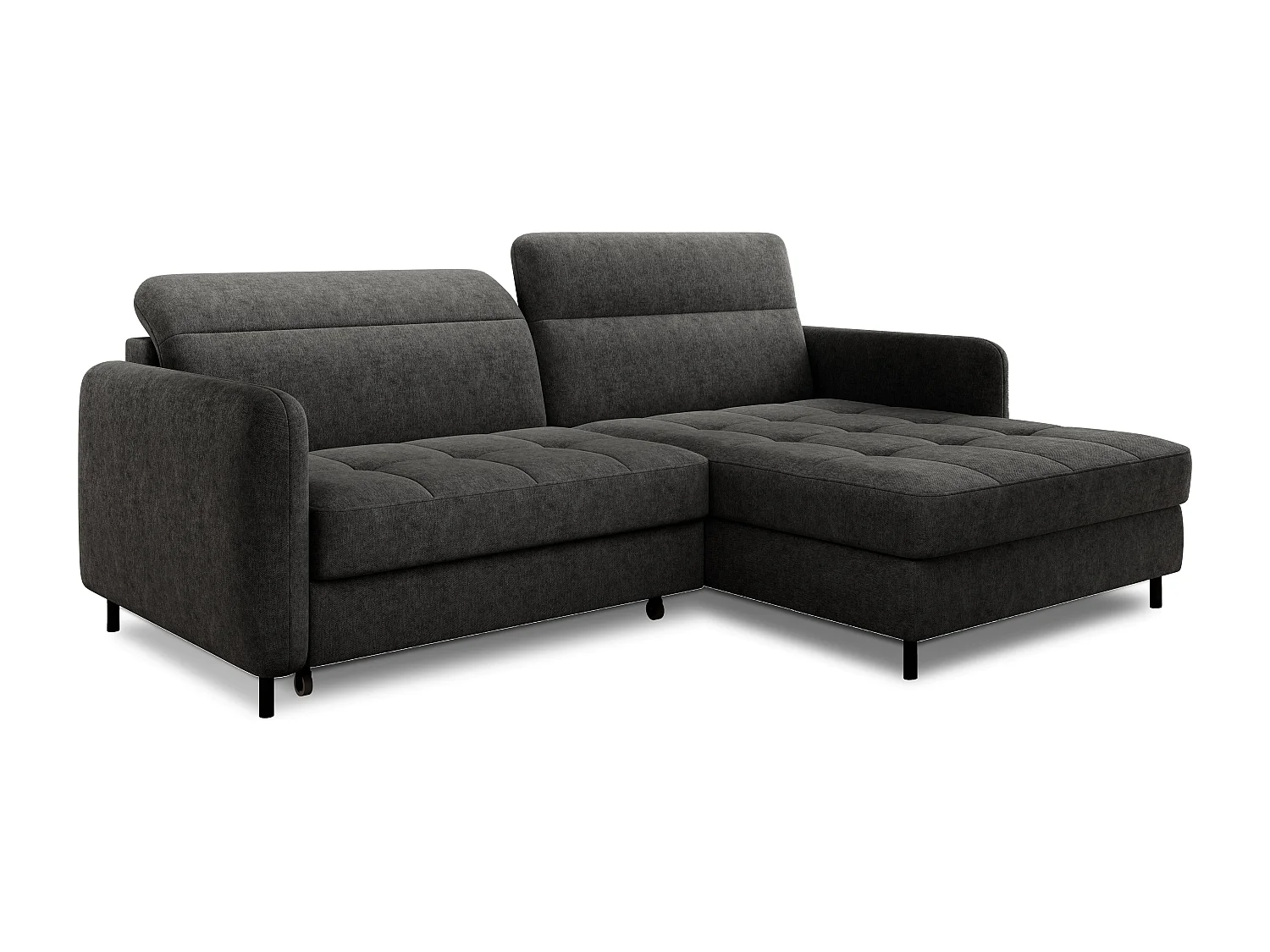 Petit canapé d’angle convertible tissu Kunder-Gris foncé-angle droit