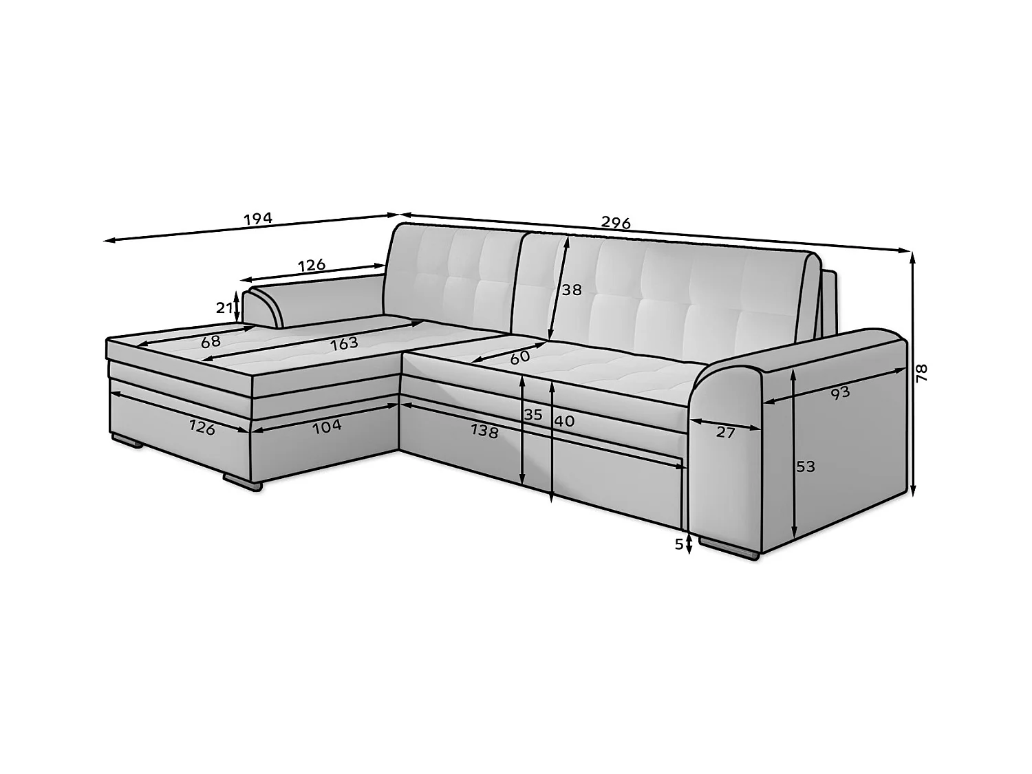 Canapé d'angle convertible tissu LOOKA - Pieds métal chromé-Beige/Marron-angle gauche