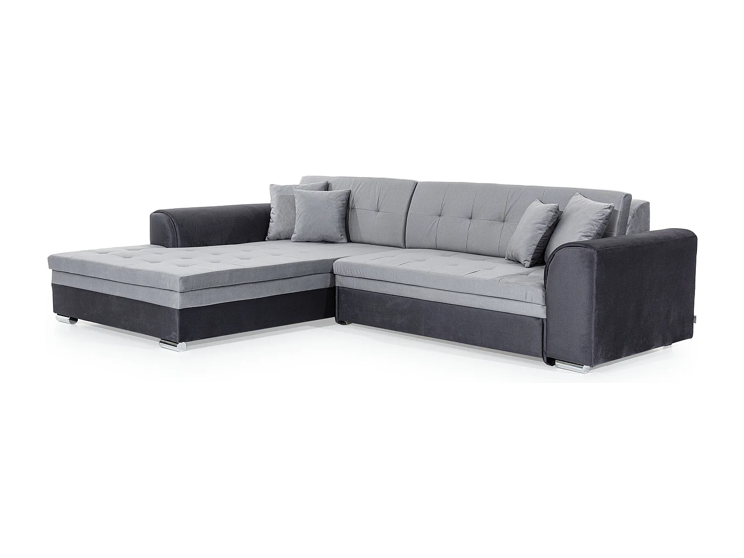 Canapé d'angle convertible tissu et simili LOOKA - Pieds métal chromé-Blanc/Jaune-angle droit