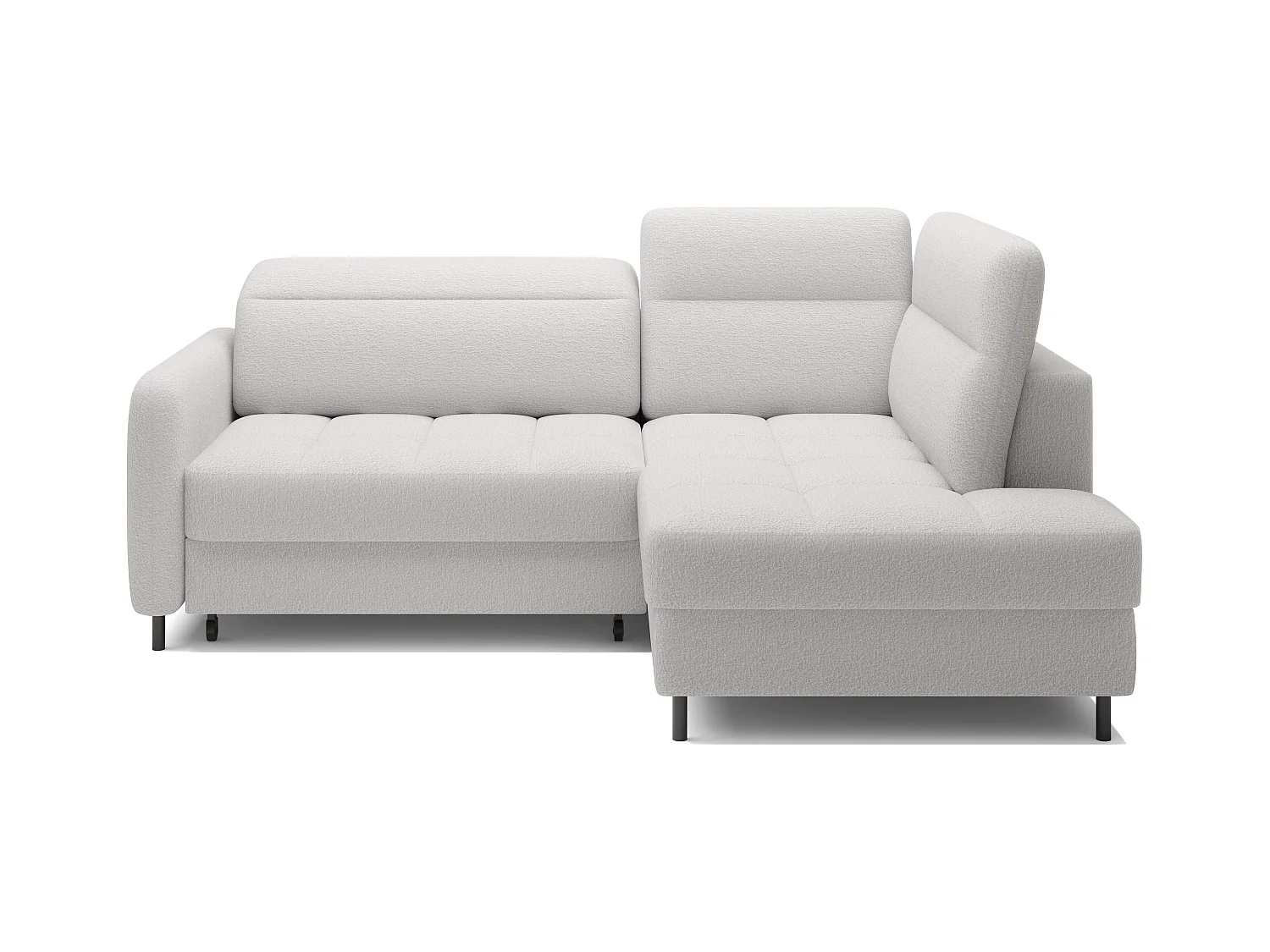 Petit canapé d'angle en tissu convertible avec coffre BOREA 208cm-Blanc-angle droit