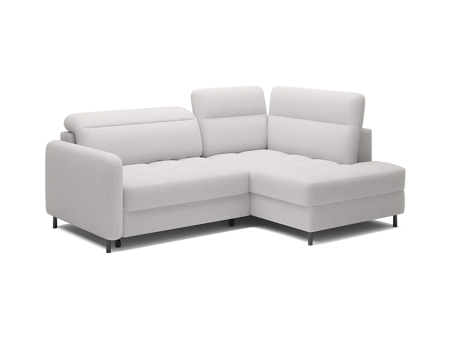 Petit canapé d'angle en tissu convertible avec coffre BOREA 208cm-Blanc-angle droit