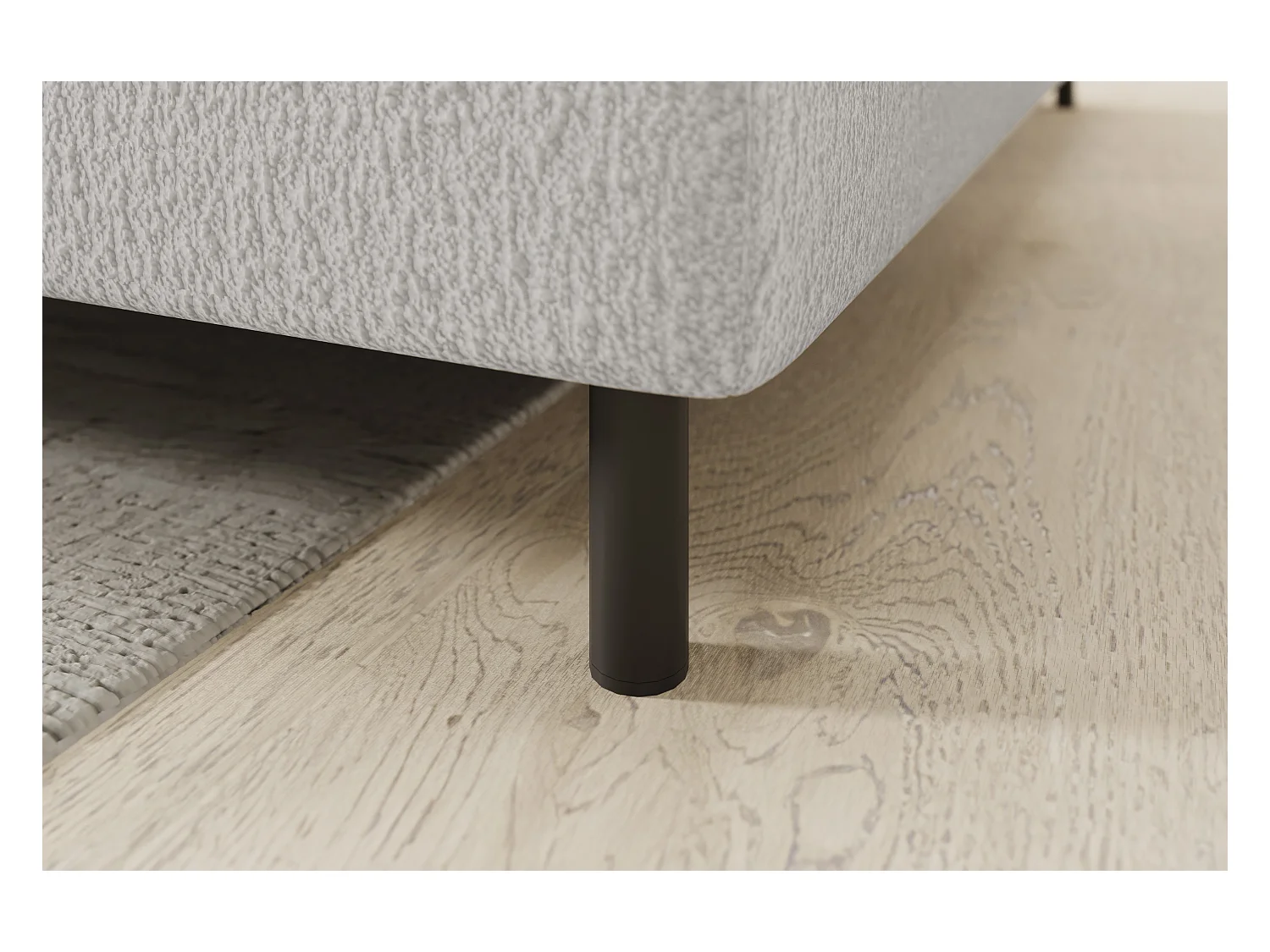 Petit canapé d'angle en tissu convertible avec coffre BOREA 208cm-Blanc-angle droit