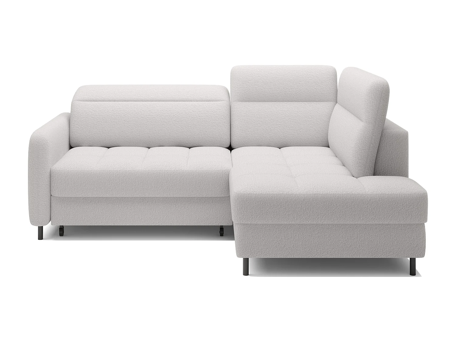 Petit canapé d'angle en tissu convertible avec coffre BOREA 208cm-Blanc-angle droit