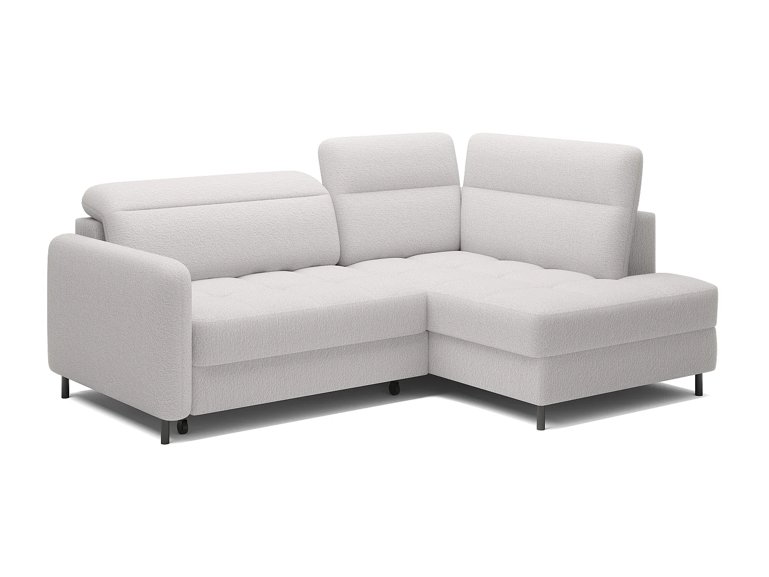 Petit canapé d'angle en tissu convertible avec coffre BOREA 208cm-Blanc-angle droit