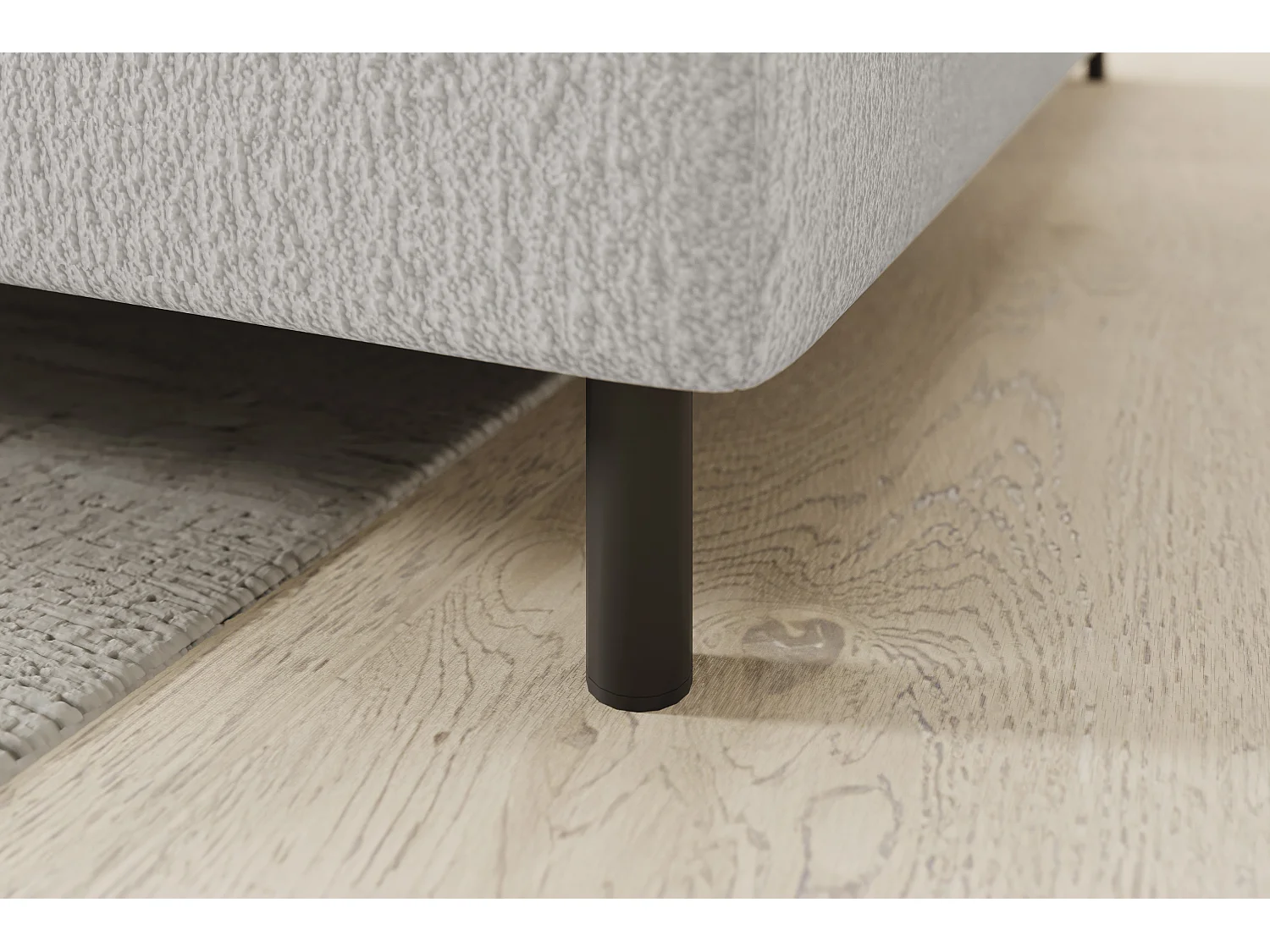 Petit canapé d'angle en tissu convertible avec coffre BOREA 208cm-Blanc-angle droit