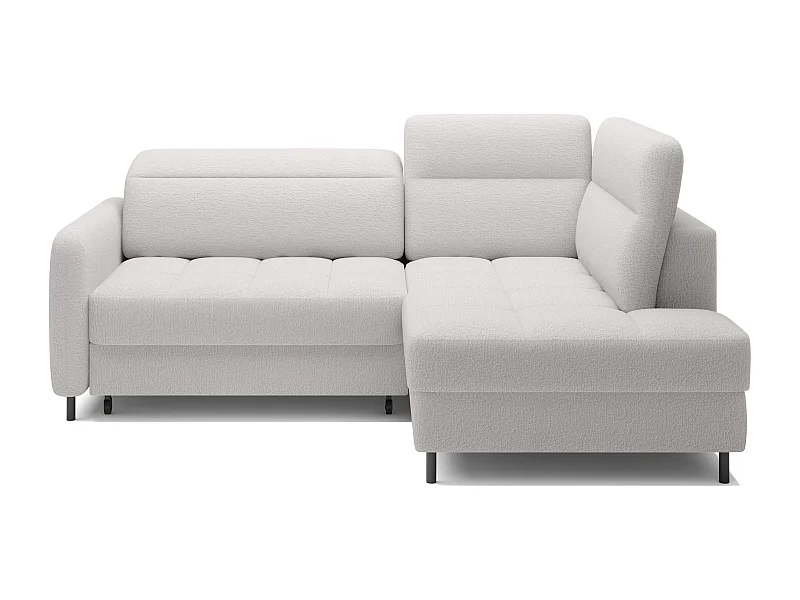 Petit canapé d'angle en tissu convertible avec coffre BOREA 208cm-Blanc-angle droit