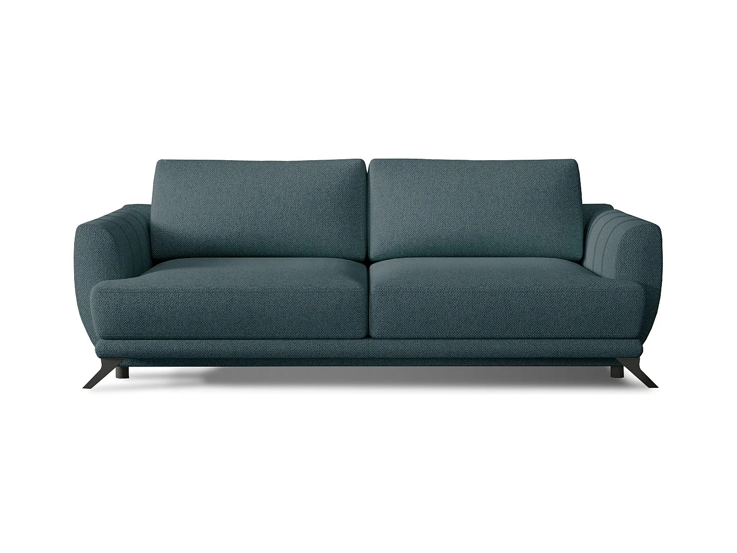 Canapé convertible en tissu MAGY - Design minimaliste avec pieds métal noir-Bleu charron