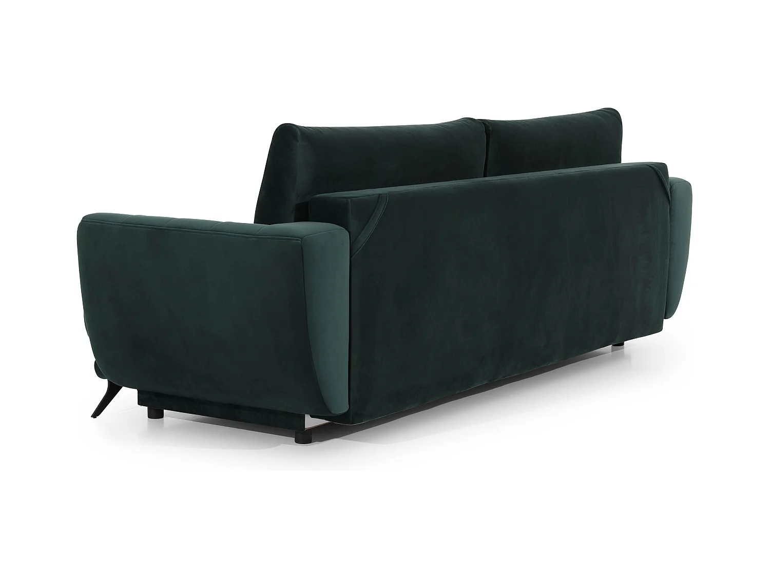 Canapé convertible en tissu MAGY - Design minimaliste avec pieds métal noir-Bleu charron