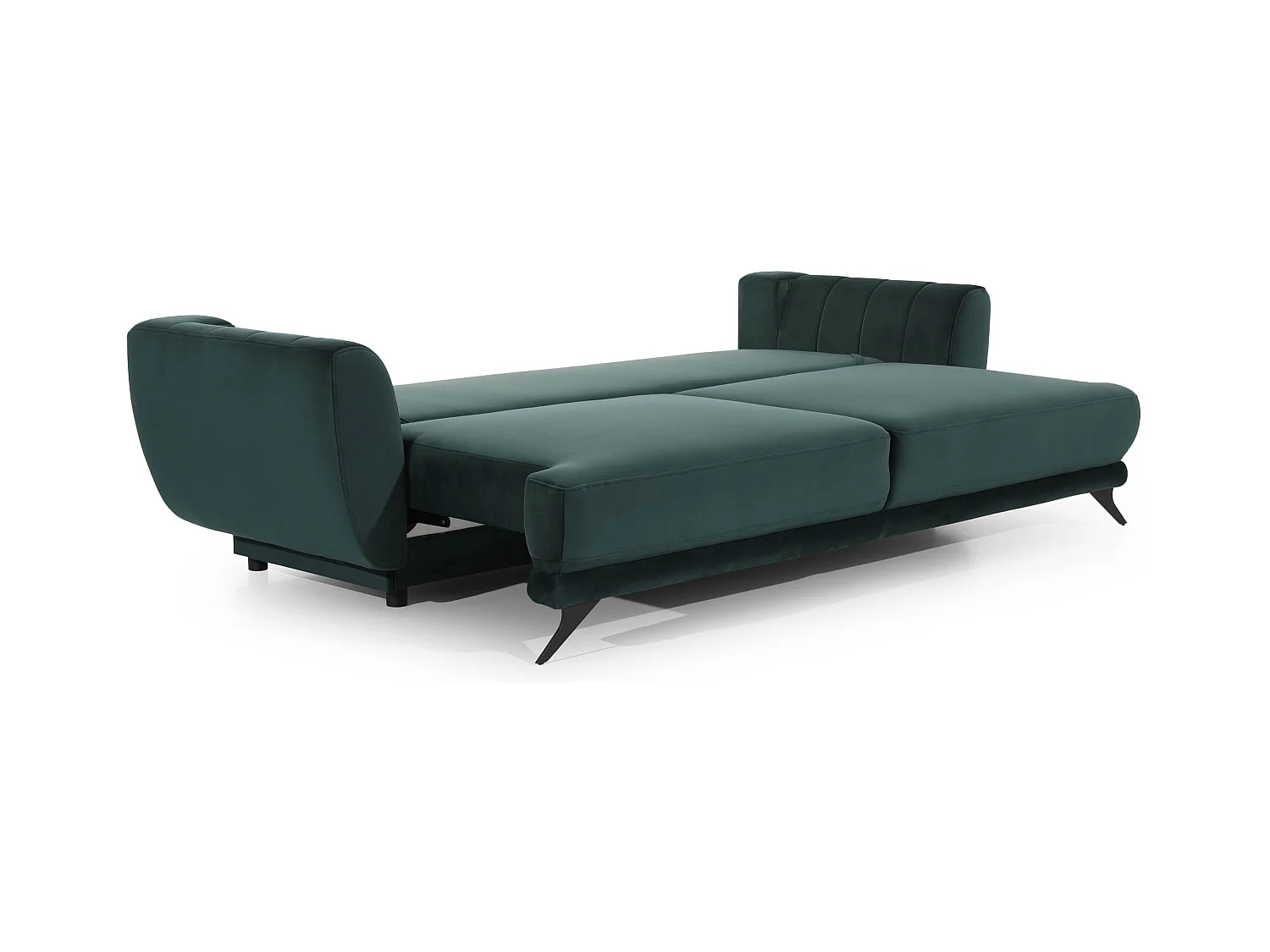 Canapé convertible en tissu MAGY - Design minimaliste avec pieds métal noir-Bleu charron