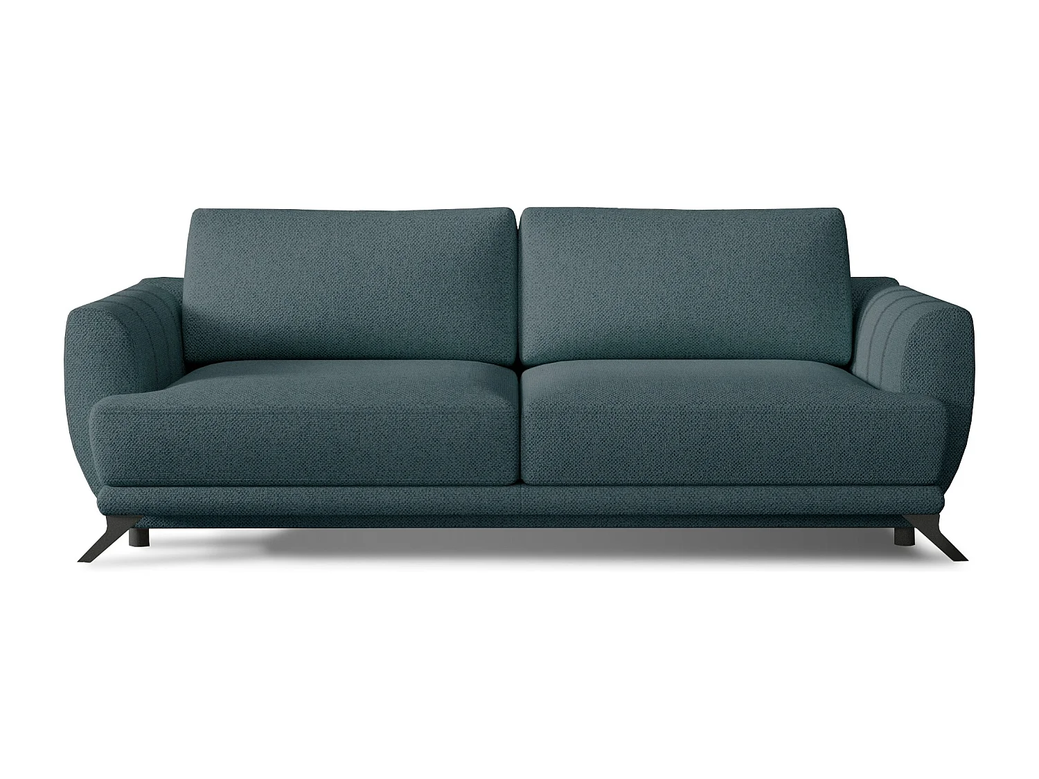 Canapé convertible en tissu MAGY - Design minimaliste avec pieds métal noir-Bleu charron