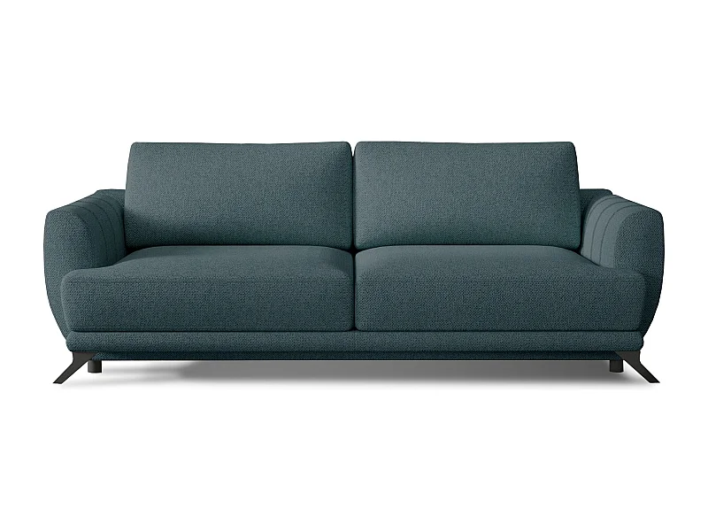 Canapé convertible en tissu MAGY - Design minimaliste avec pieds métal noir-Bleu charron