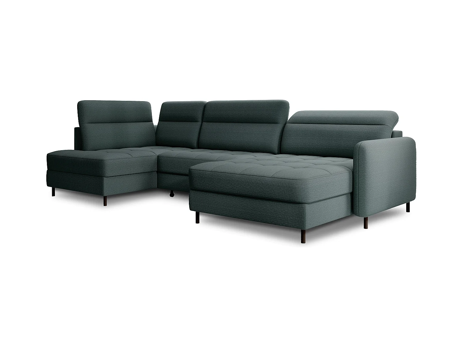 BENTO converteerbare panoramische stoffen bank met opbergvak-Kleur Keizerlijk Groen-juiste hoek