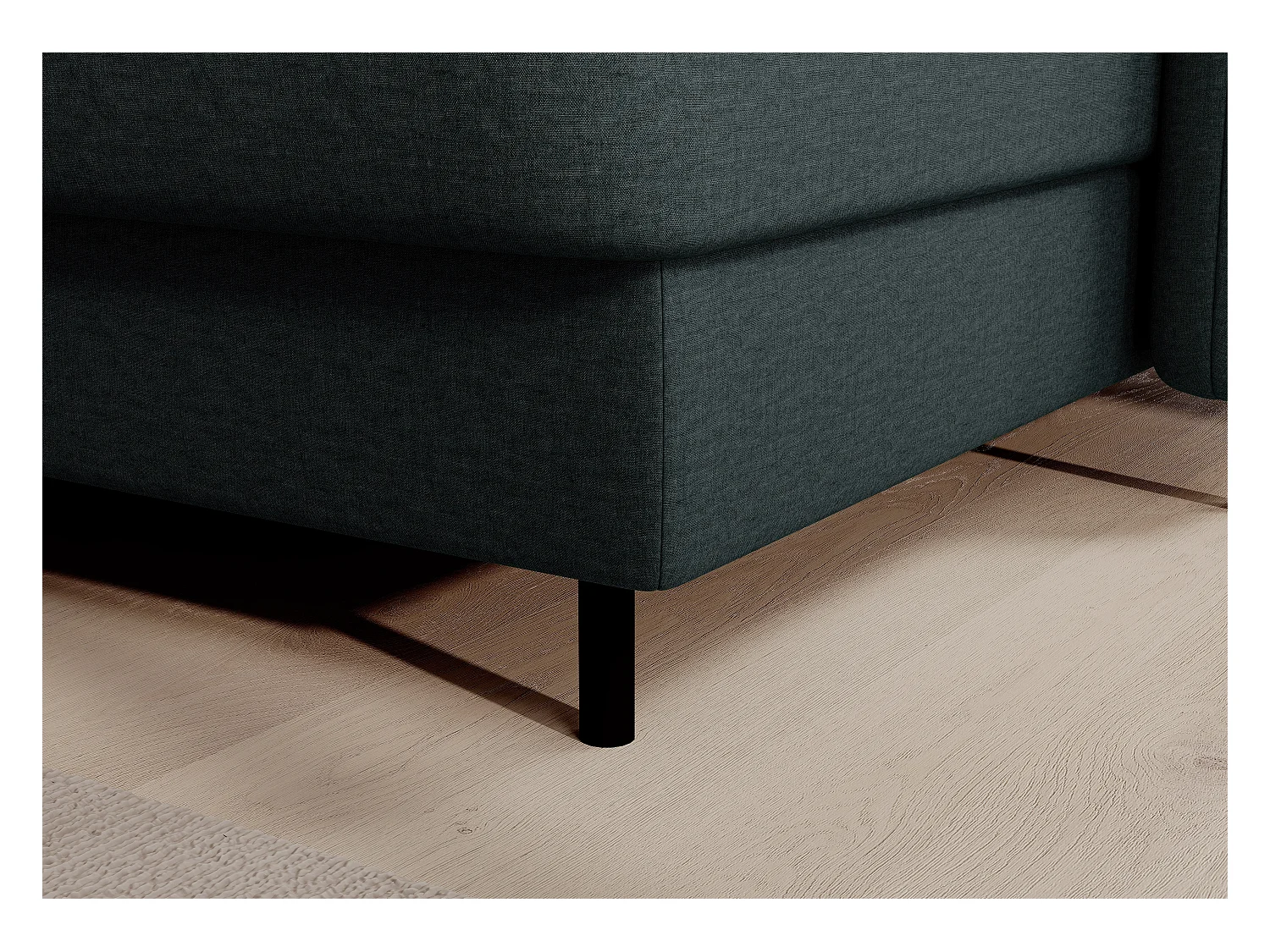 BENTO converteerbare panoramische stoffen bank met opbergvak-Kleur Keizerlijk Groen-juiste hoek