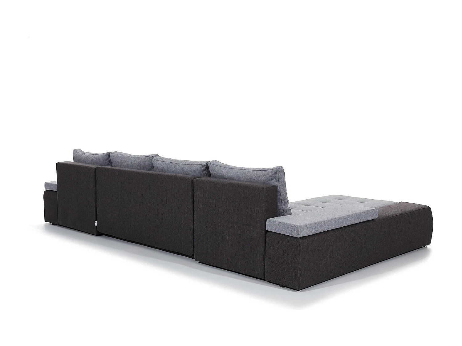 Canapé panoramique convertible TINO bi-matière avec rangement-Gris foncé/Gris
