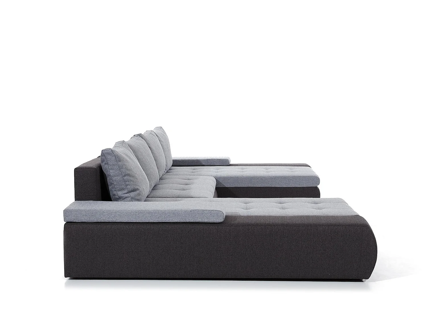Canapé d'angle panoramique convertible 6 places en tissu gris foncé TINO