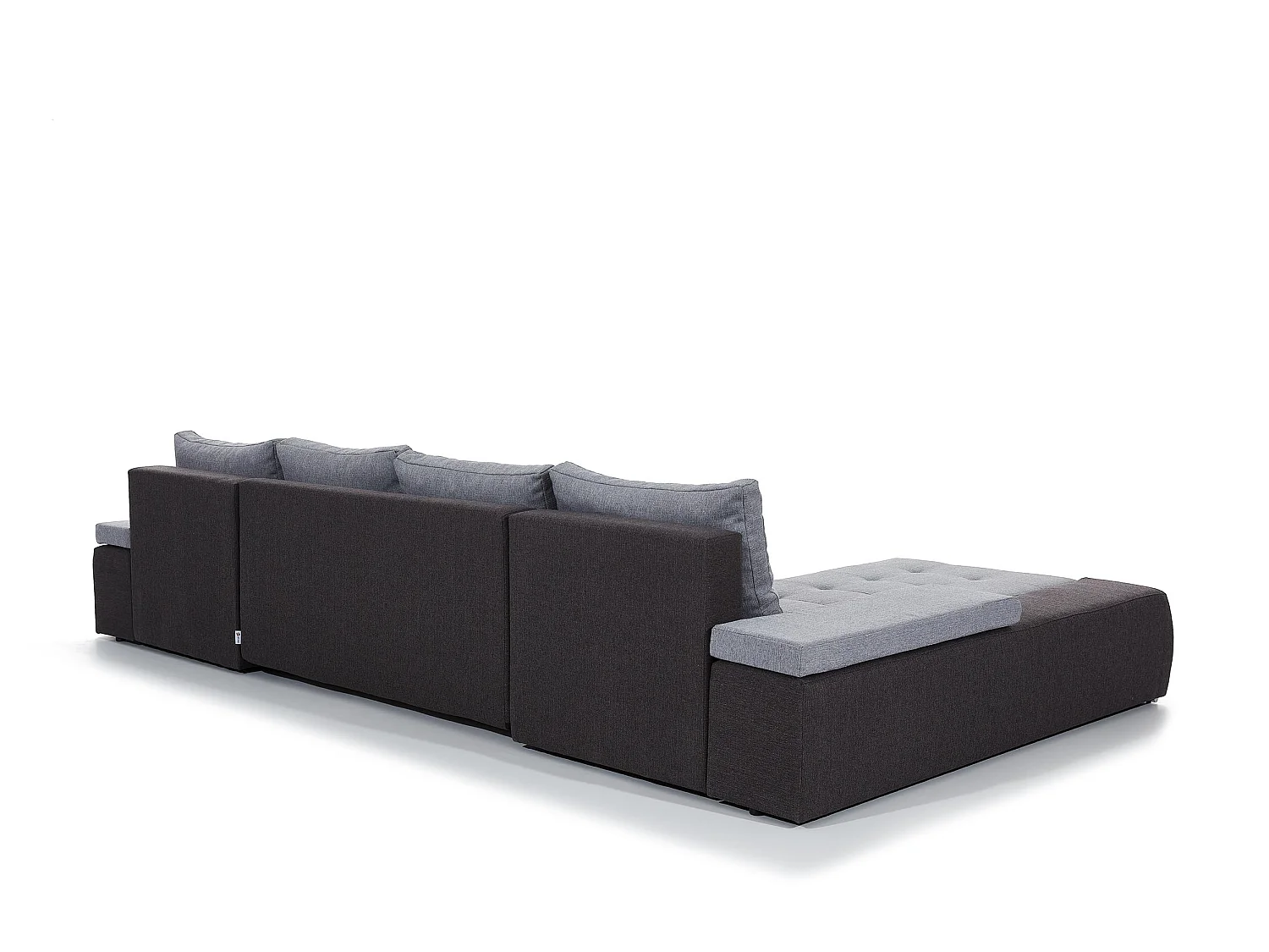 Canapé d'angle panoramique convertible 6 places en tissu gris foncé TINO