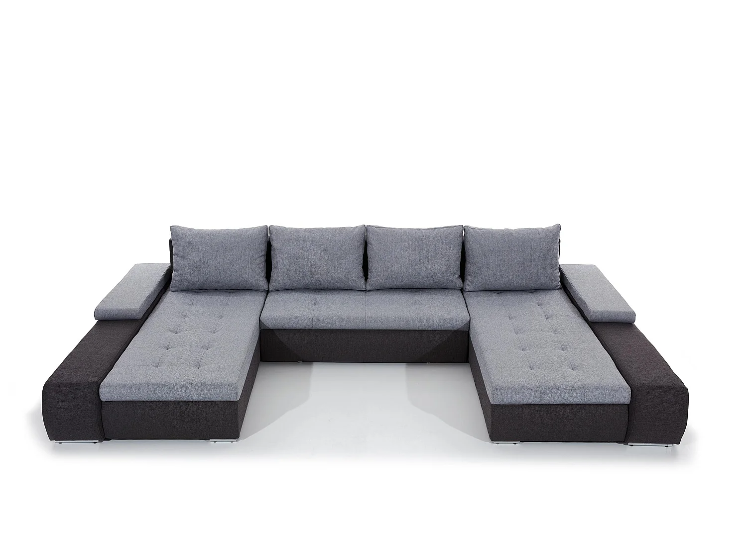 Canapé d'angle panoramique convertible 6 places en tissu gris foncé TINO