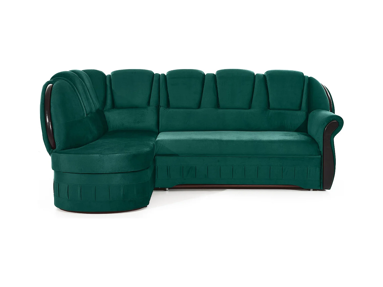 Canapé d'angle convertible avec rangement en velours Majesté-Vert-angle gauche