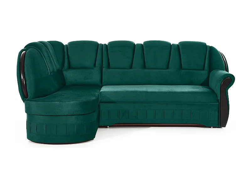 Canapé d'angle convertible avec rangement en velours Majesté-Vert-angle gauche