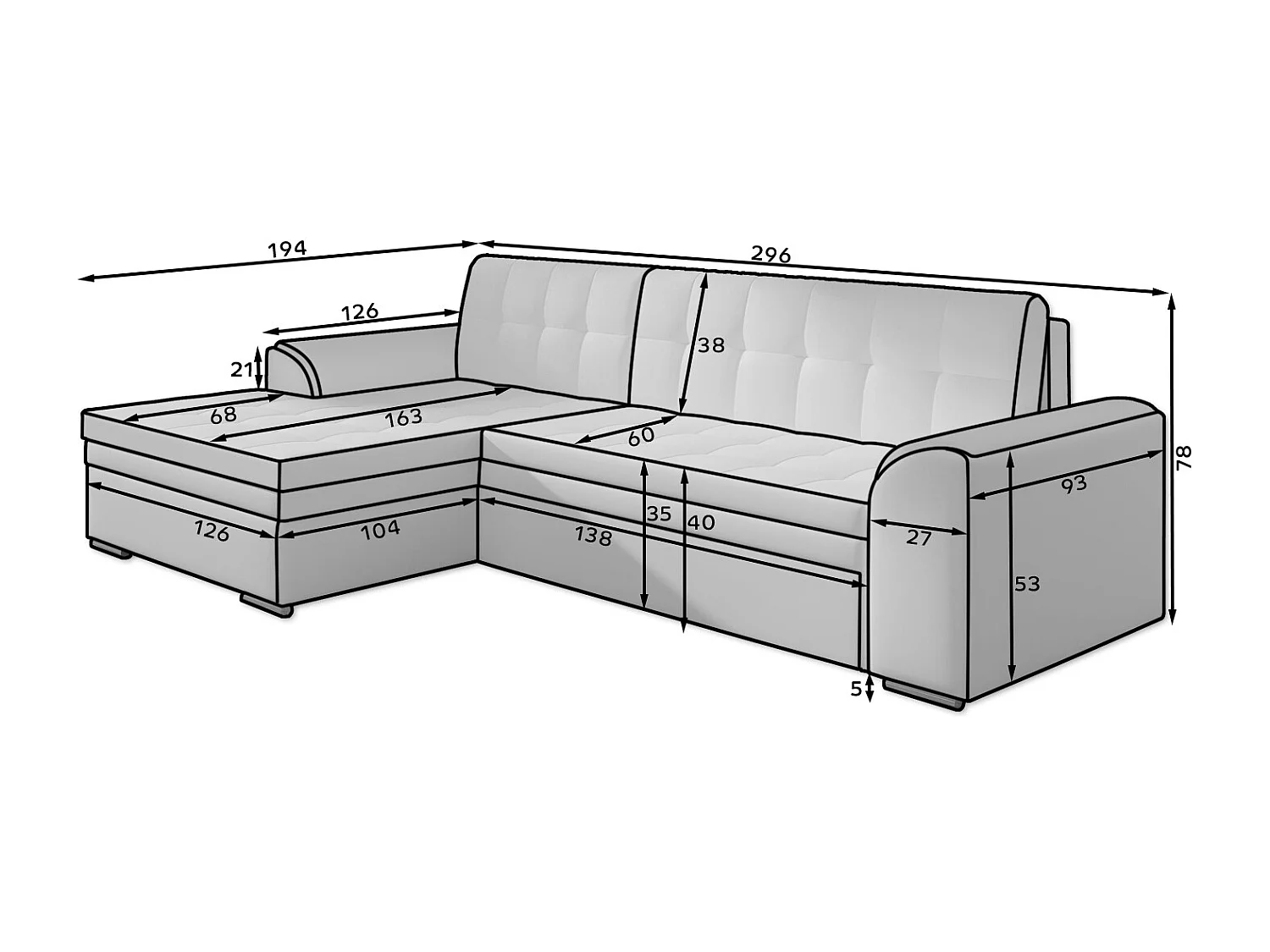 Canapé d'angle convertible tissu et simili LOOKA - Pieds métal chromé-Blanc/Jaune-angle gauche