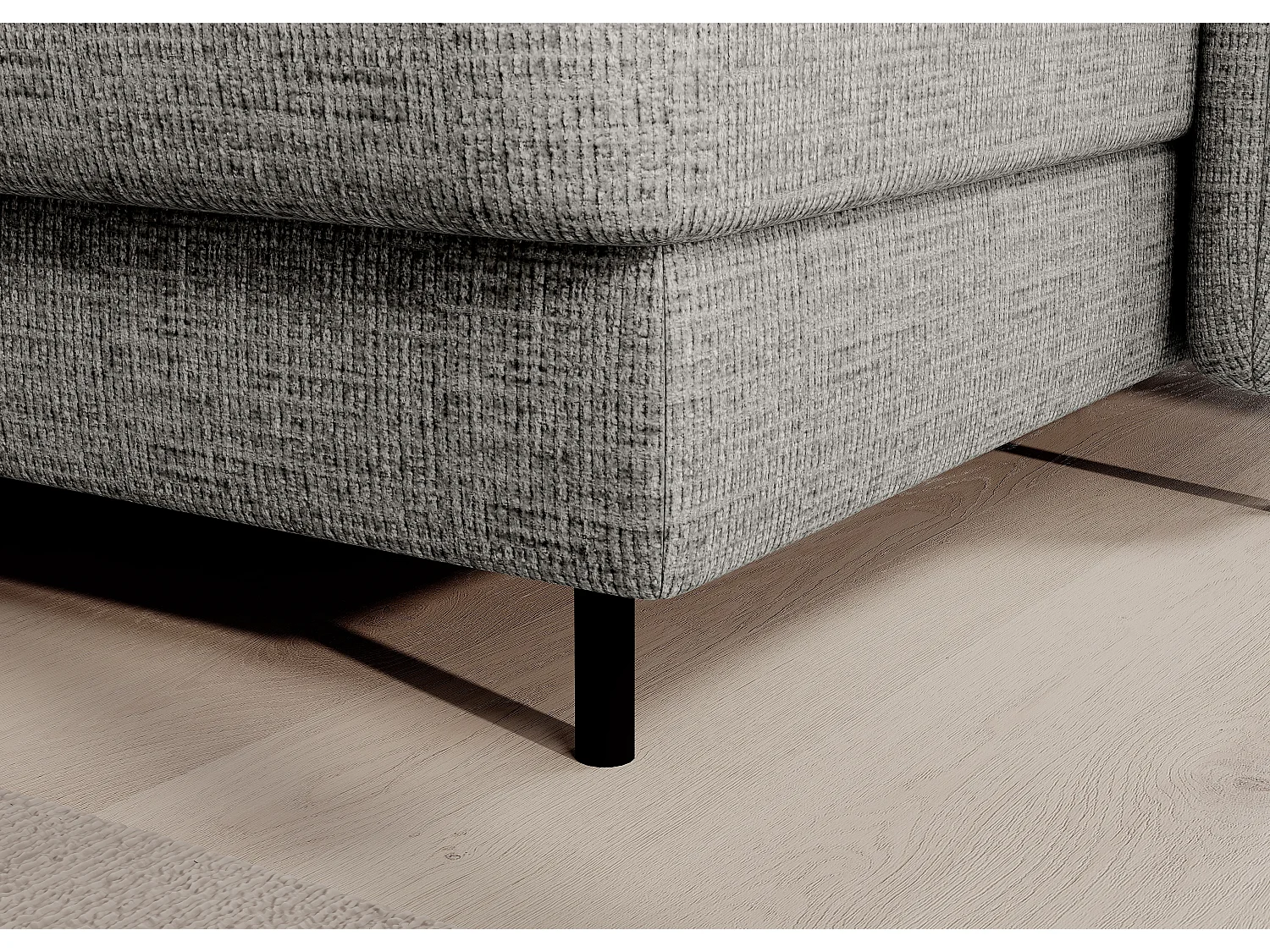 BENTO converteerbare panoramische stoffen bank met opbergvak-Kleur Lichtgrijs-juiste hoek