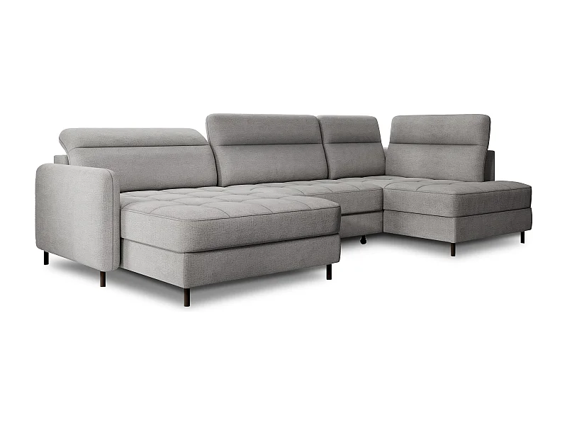 Canapé panoramique convertible BENTO en tissu avec coffre de rangement-Gris-angle gauche