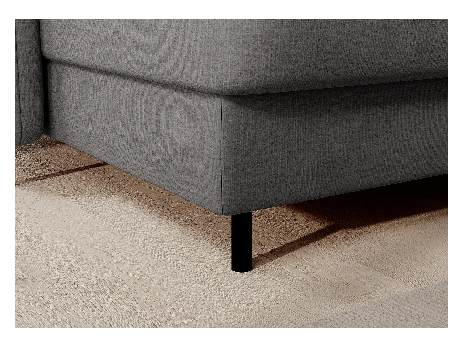 BENTO converteerbare panoramische stoffen bank met opbergvak-Kleur Grijs-linkerhoek