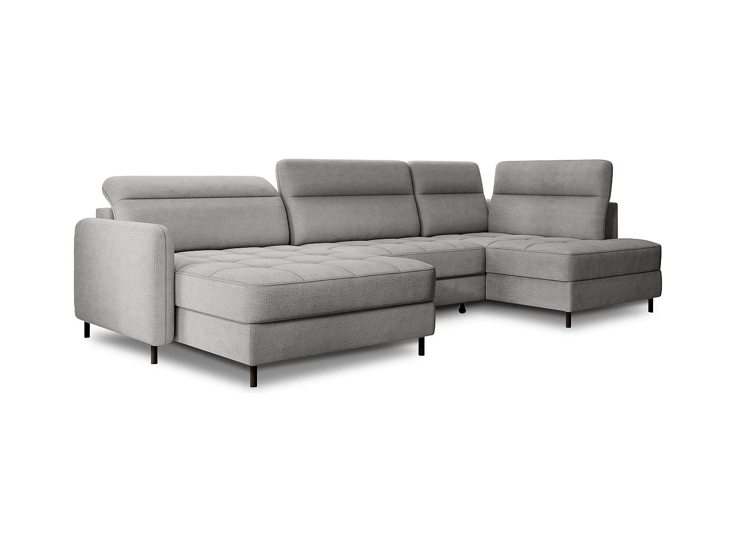 Canapé panoramique convertible BENTO en tissu avec coffre de rangement-Gris-angle gauche