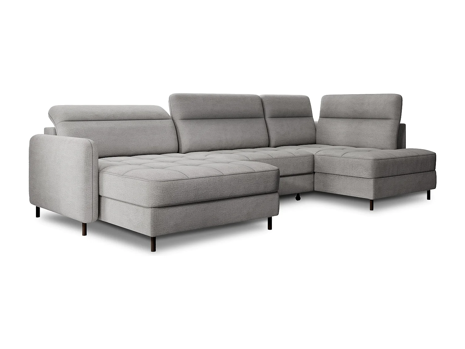 BENTO converteerbare panoramische stoffen bank met opbergvak-Kleur Grijs-linkerhoek