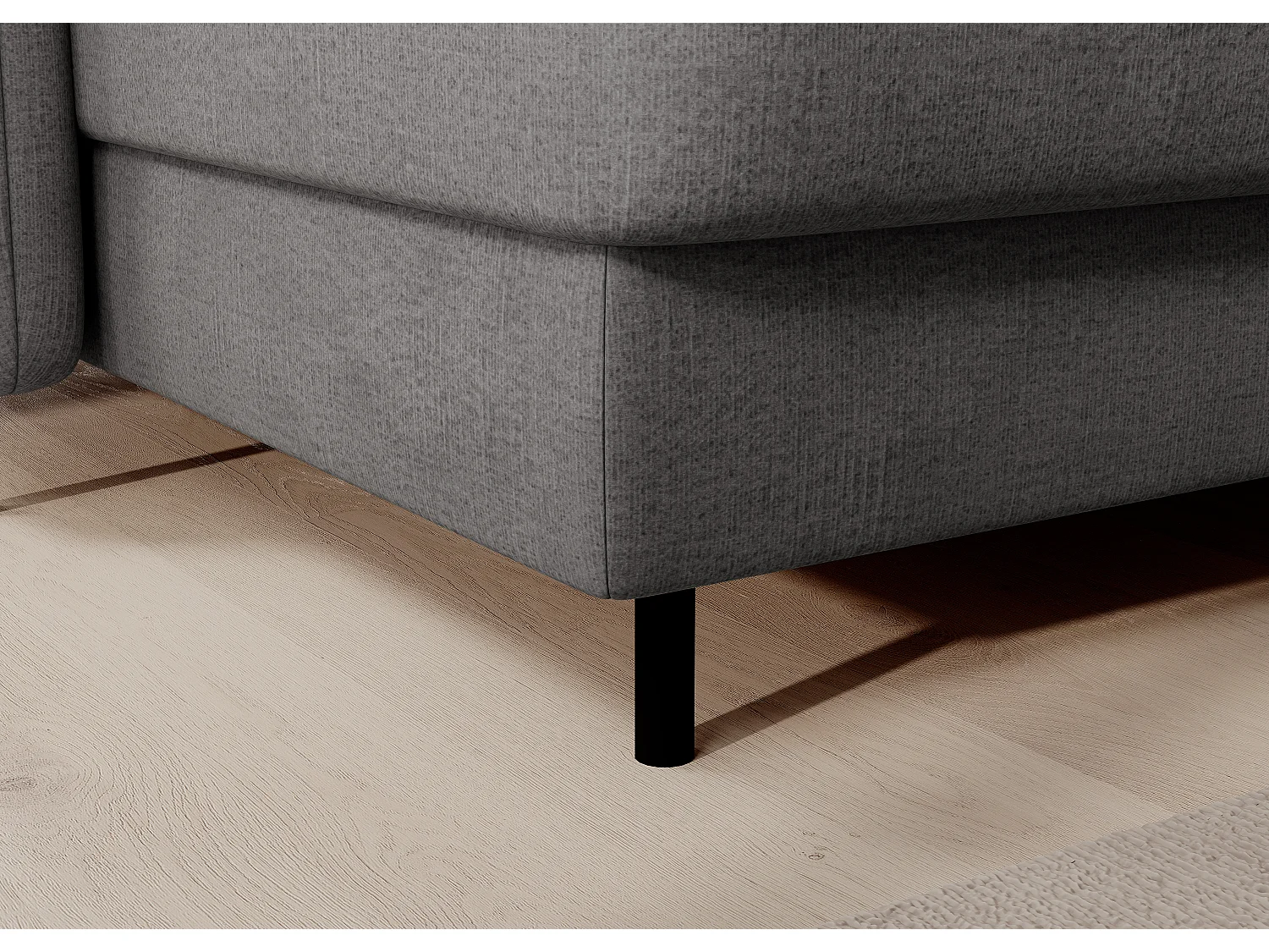 BENTO converteerbare panoramische stoffen bank met opbergvak-Kleur Grijs-linkerhoek