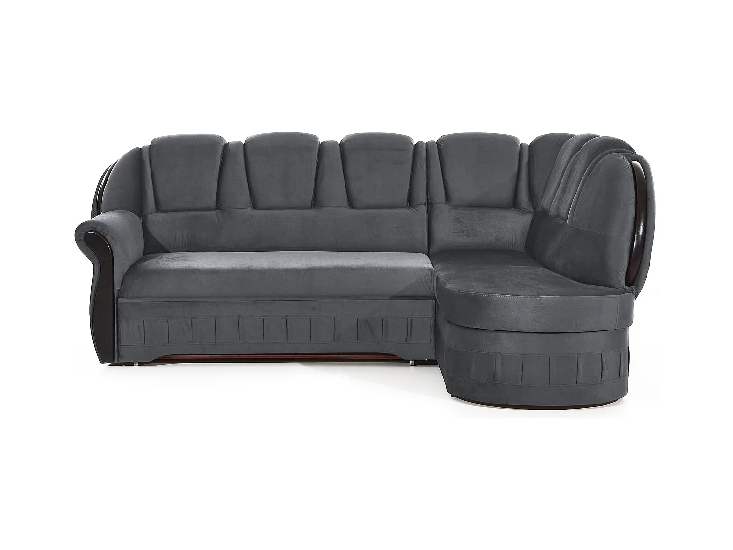 Majesté omvormbare hoekbank met opbergruimte in fluweel-Kleur Grijs-juiste hoek