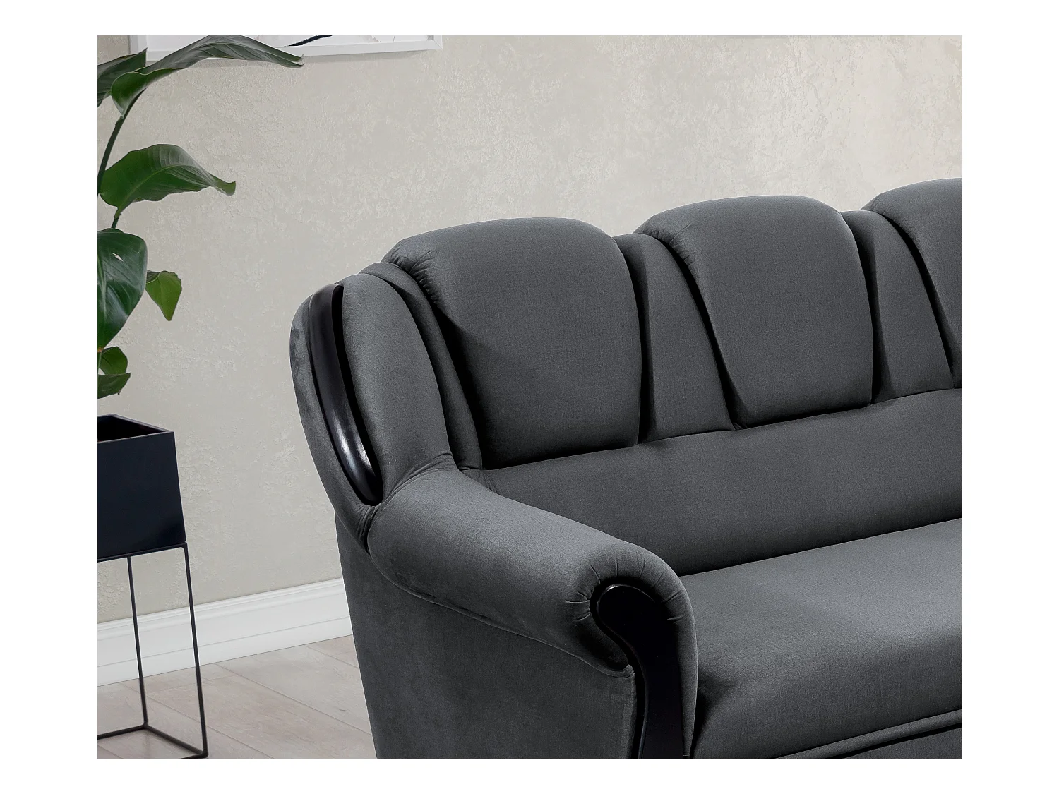 Majesté omvormbare hoekbank met opbergruimte in fluweel-Kleur Grijs-juiste hoek