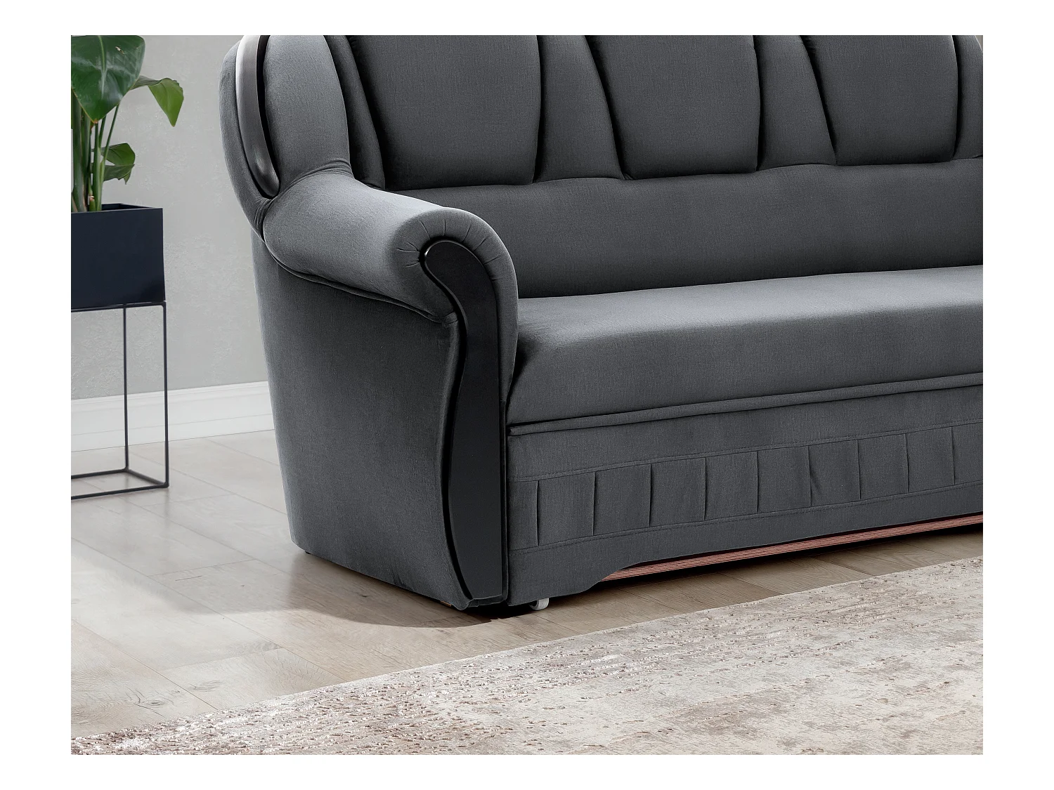 Majesté omvormbare hoekbank met opbergruimte in fluweel-Kleur Grijs-juiste hoek