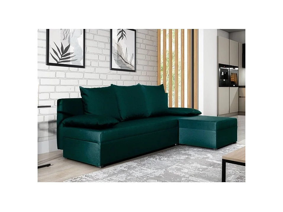 Gary omkeerbare hoekbank in groene stof, 206 cm