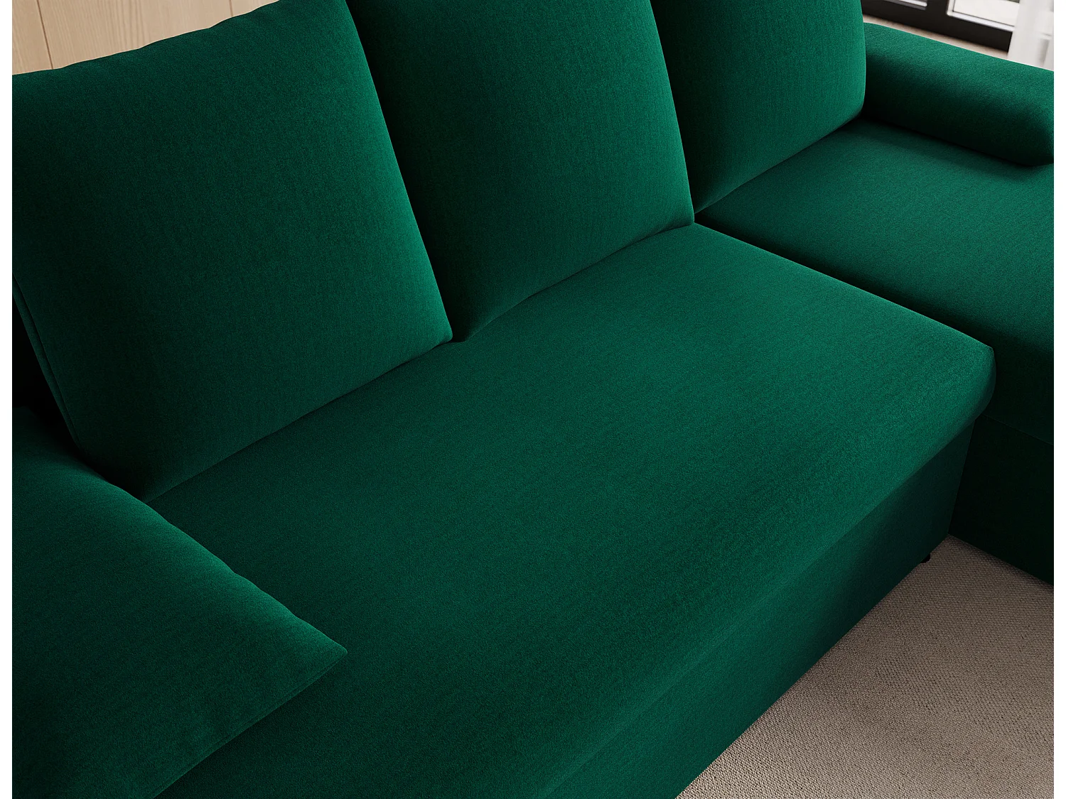 Canapé convertible angle réversible tissu vert Gary 206cm