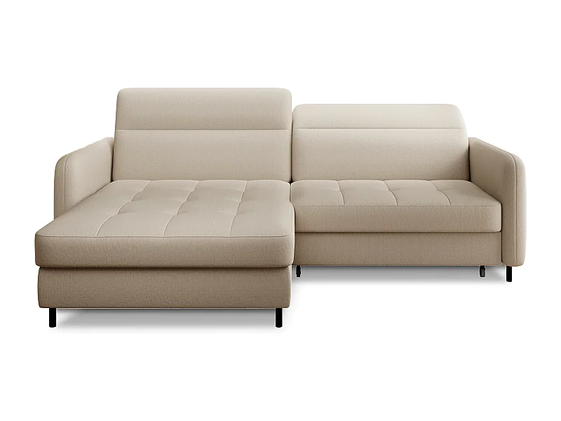 Petit canapé d’angle convertible tissu Kunder-Beige-angle gauche