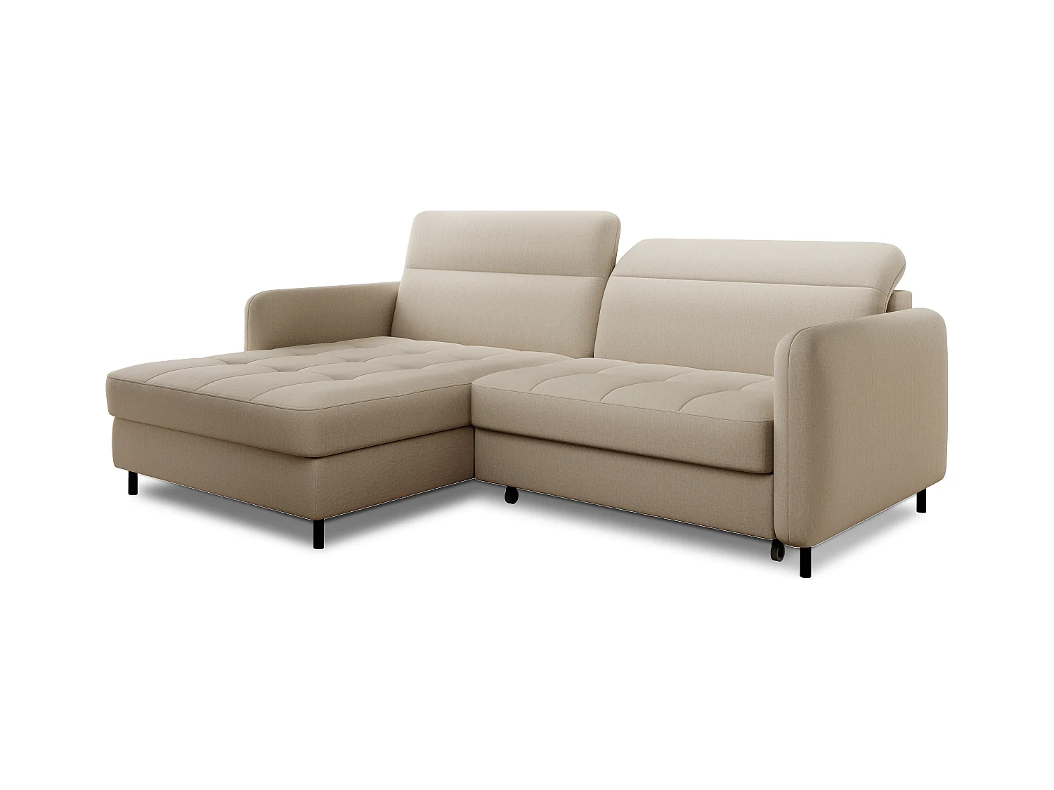 Petit canapé d’angle convertible tissu Kunder-Beige-angle gauche