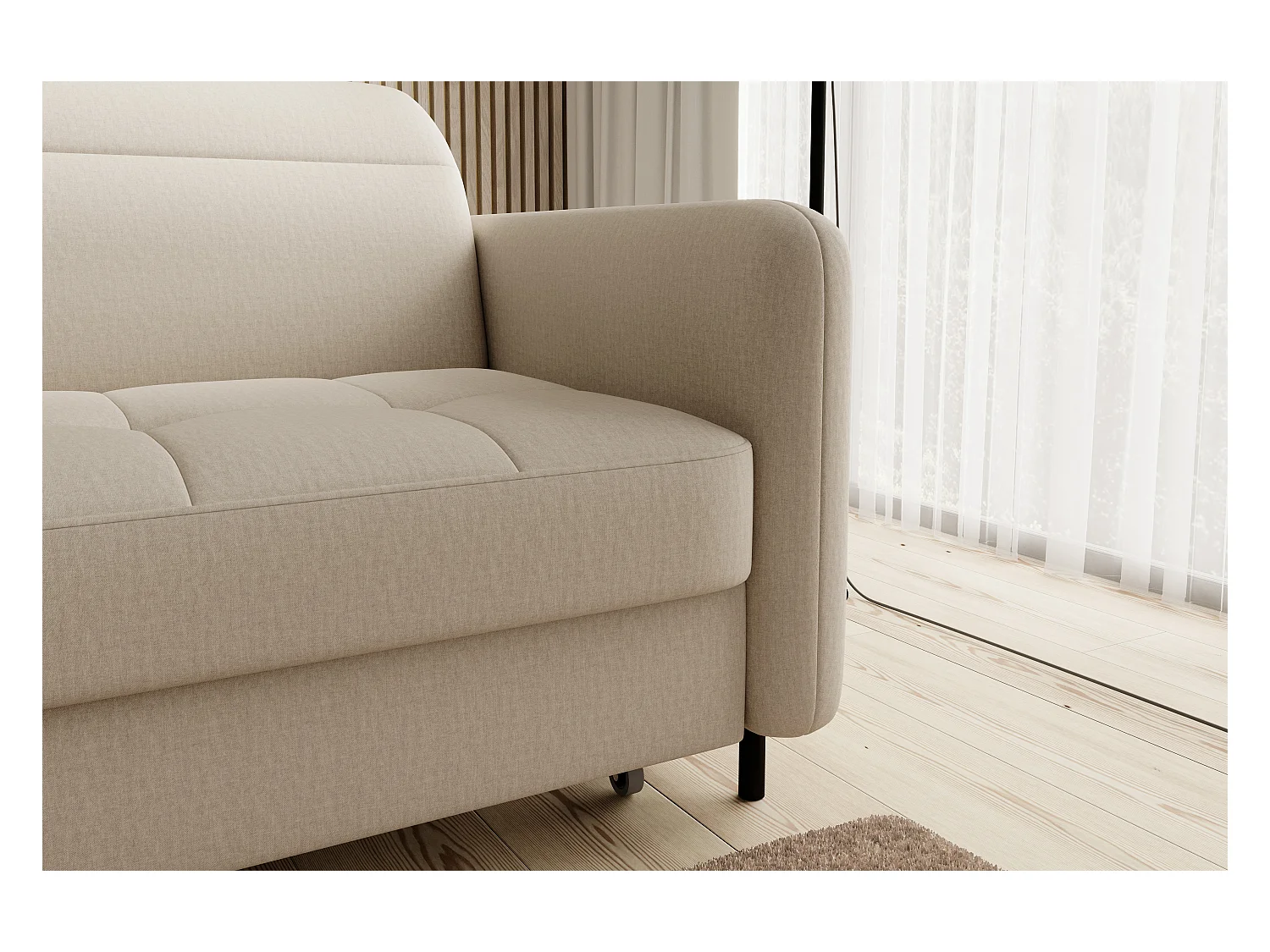 Petit canapé d’angle convertible tissu Kunder-Beige-angle gauche