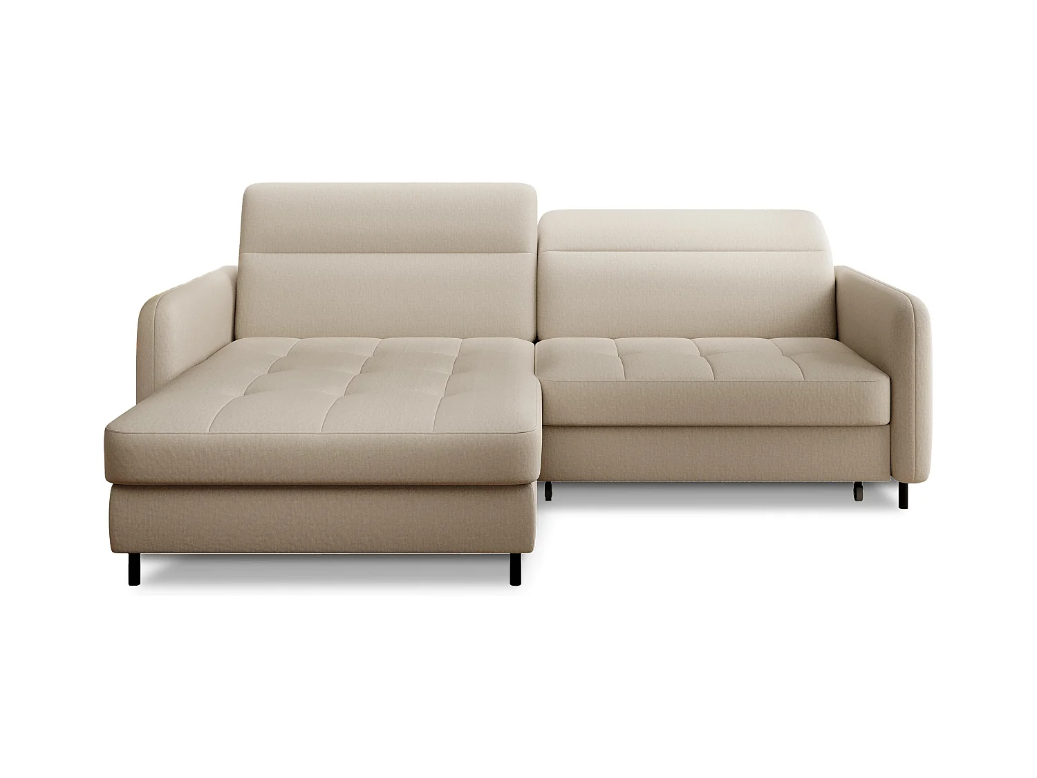 Petit canapé d’angle convertible tissu Kunder-Beige-angle gauche