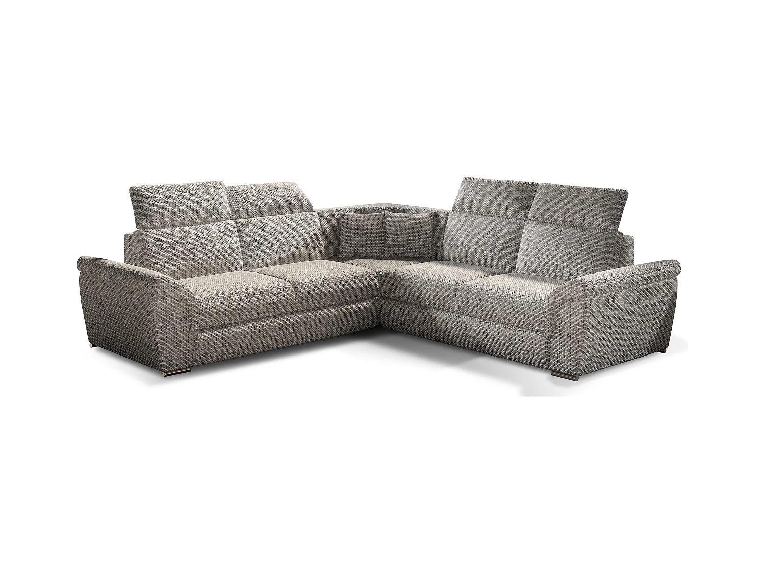 Canapé d'angle réversible et convertible tissu Neo - Pieds acier chromé-Gris clair chiné