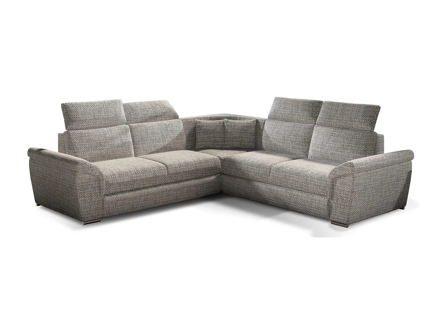 Canapé d'angle réversible et convertible tissu Neo - Pieds acier chromé-Gris clair chiné