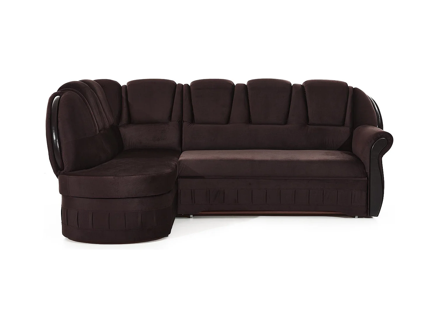 Canapé d'angle convertible avec rangement en velours Majesté-Marron-angle gauche