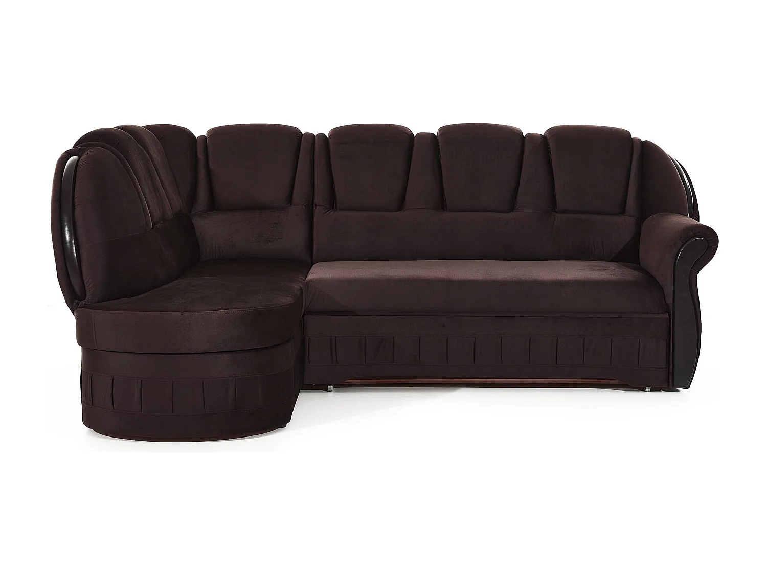 Canapé d'angle convertible avec rangement en velours Majesté-Marron-angle gauche