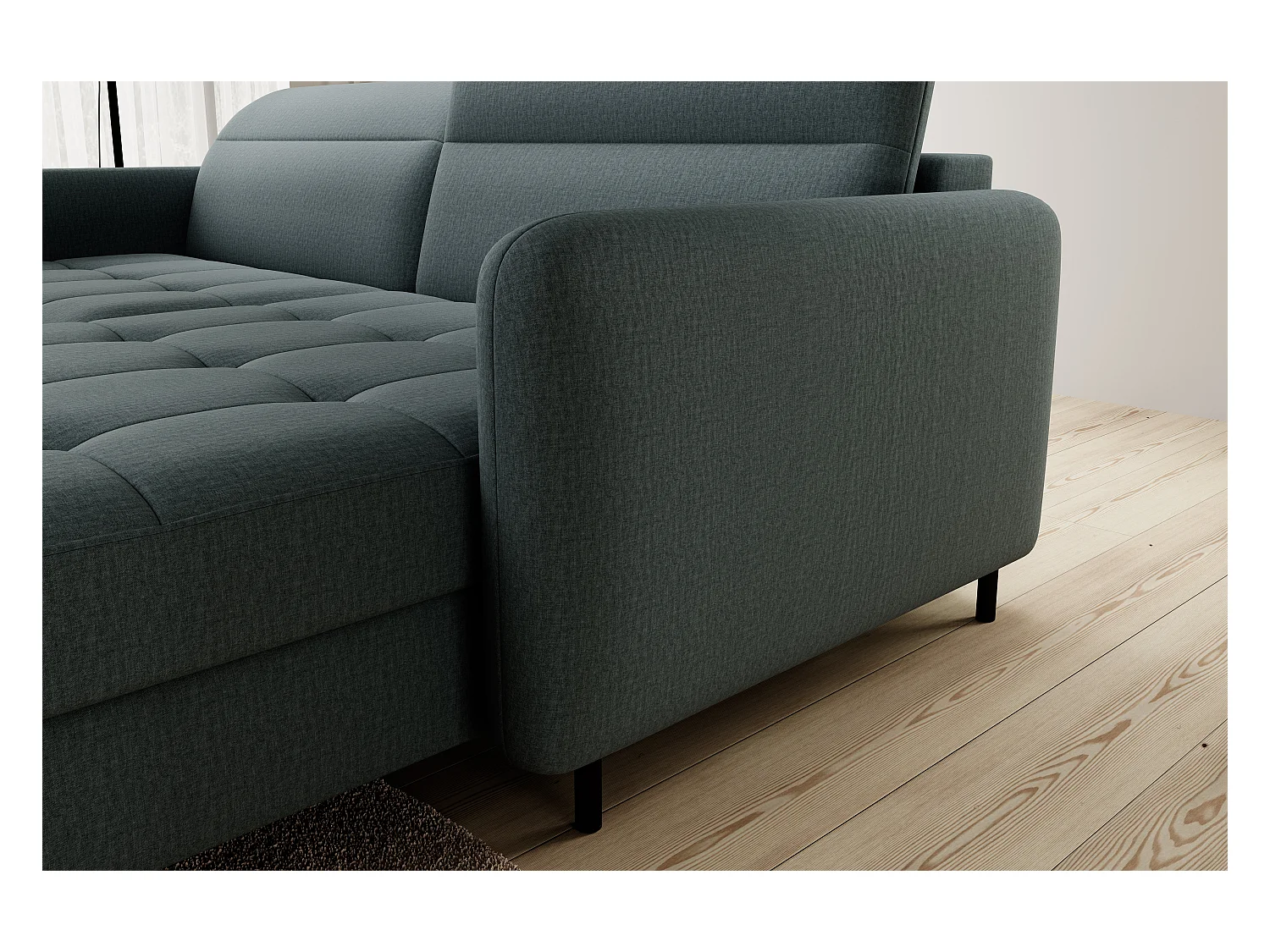 Petit canapé d’angle convertible tissu Kunder-Vert céladon-angle gauche