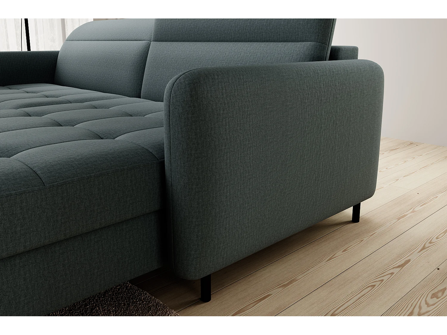 Petit canapé d’angle convertible tissu Kunder-Vert céladon-angle gauche