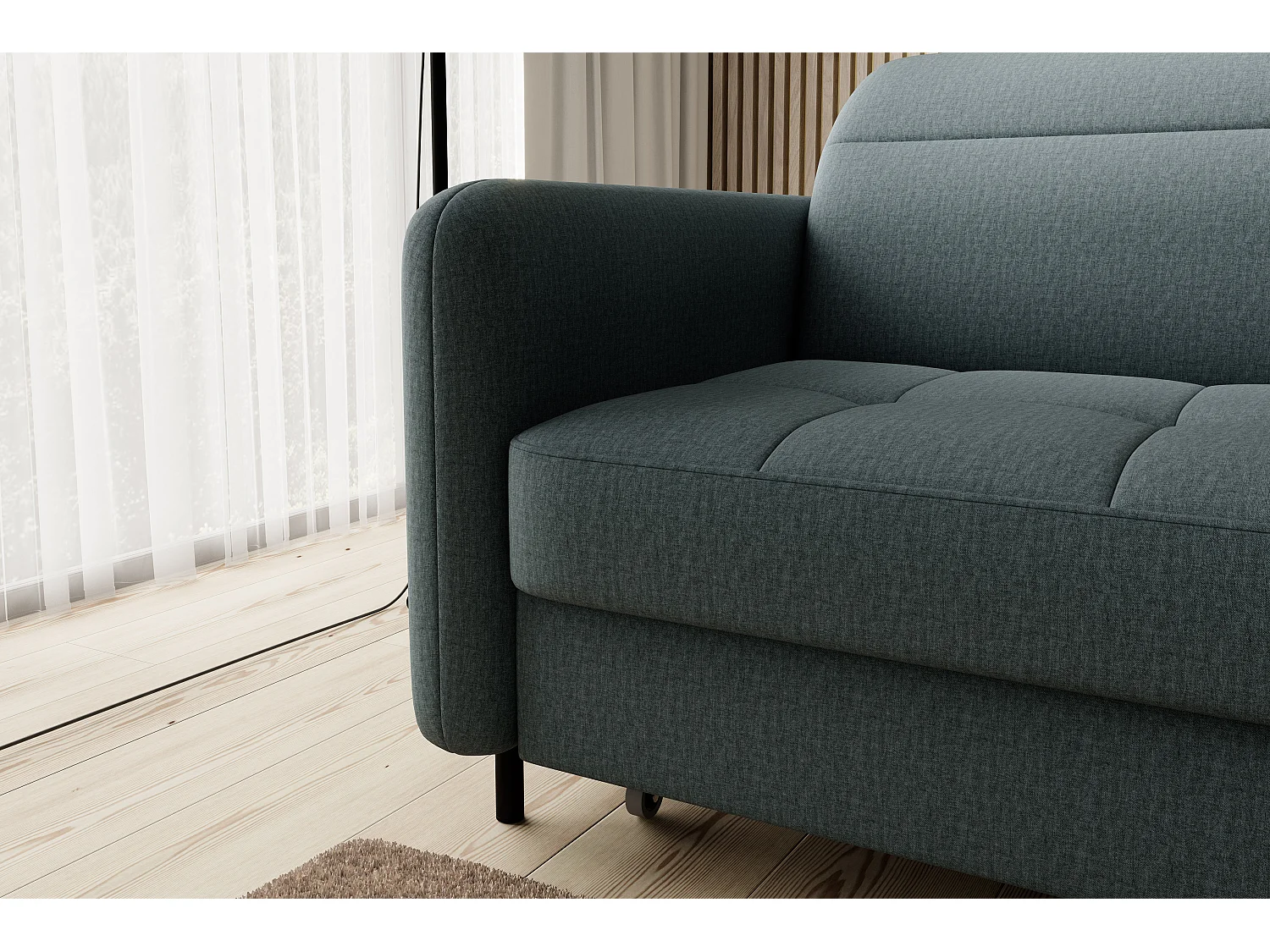 Petit canapé d’angle convertible tissu Kunder-Vert céladon-angle gauche